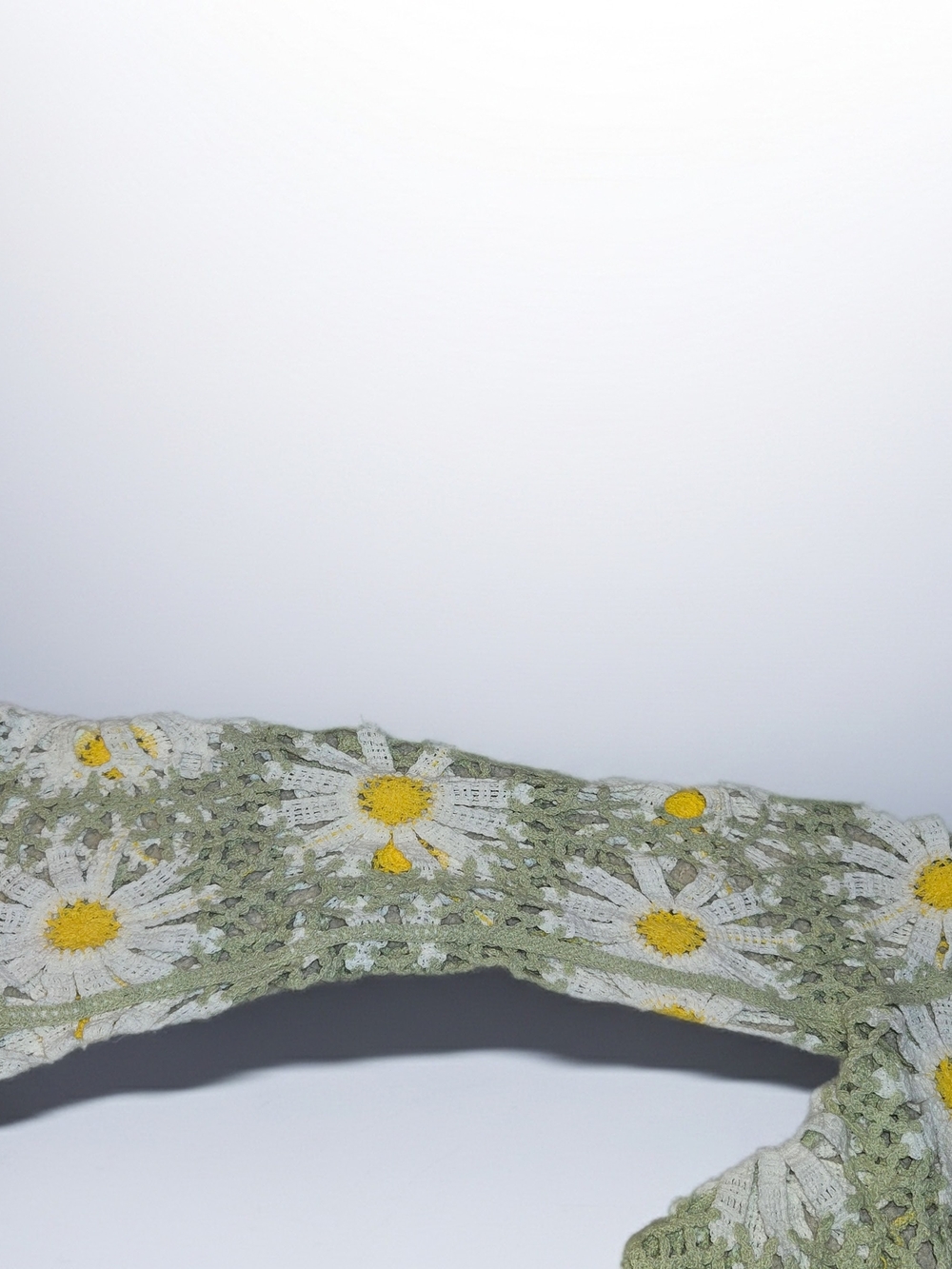NWT Francesca's Crochet Daisy Crop Top in Light Green, White & Yellow Size M - Picture 4 of 7